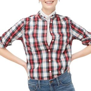 NWT J. Crew Tartan Top w/Ruffled Collar, Size Small